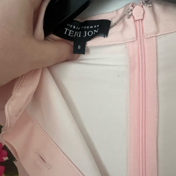 Teri Jon Asymmetrical Red and Pink Sundress - Picture 5 of 8